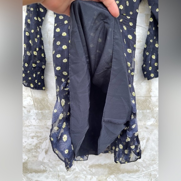 Whistles Aggie Navy Daisy Print Ruffle Dress Size 4 - Picture 12 of 15